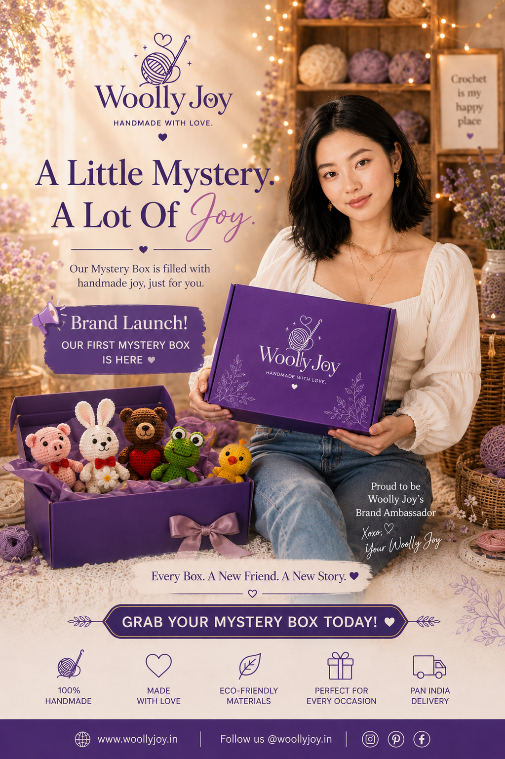 WoollyJoy brand launch campaign poster
