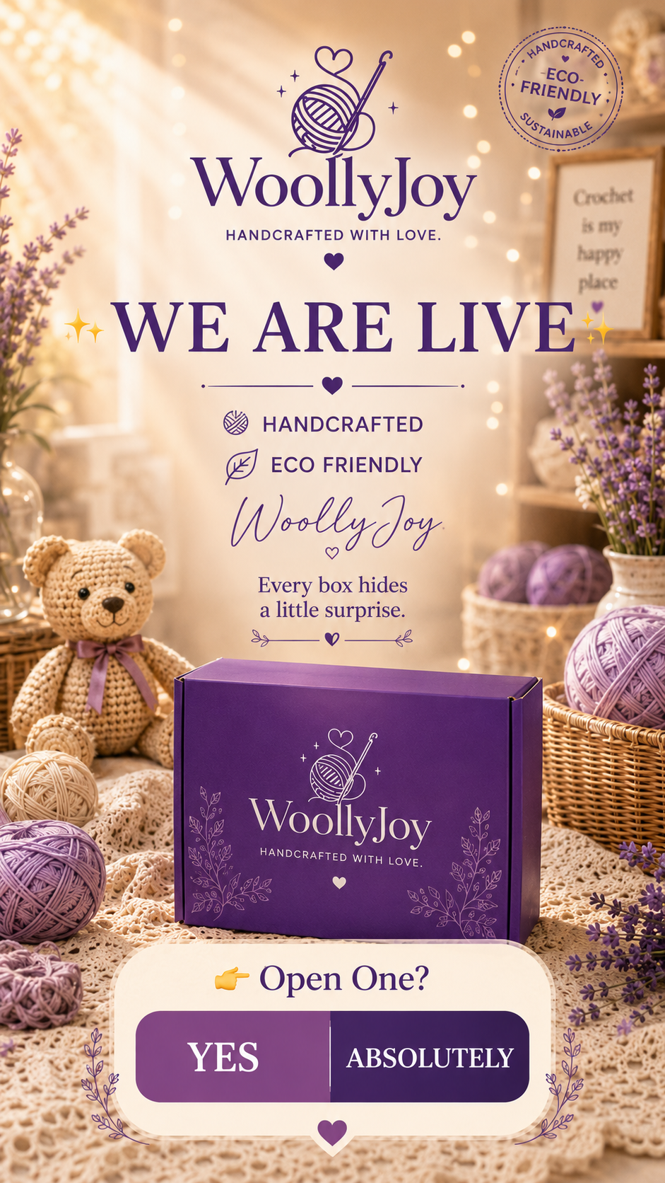 WoollyJoy we are live campaign poster