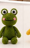 Green frog crochet toy