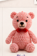 Pink teddy crochet toy